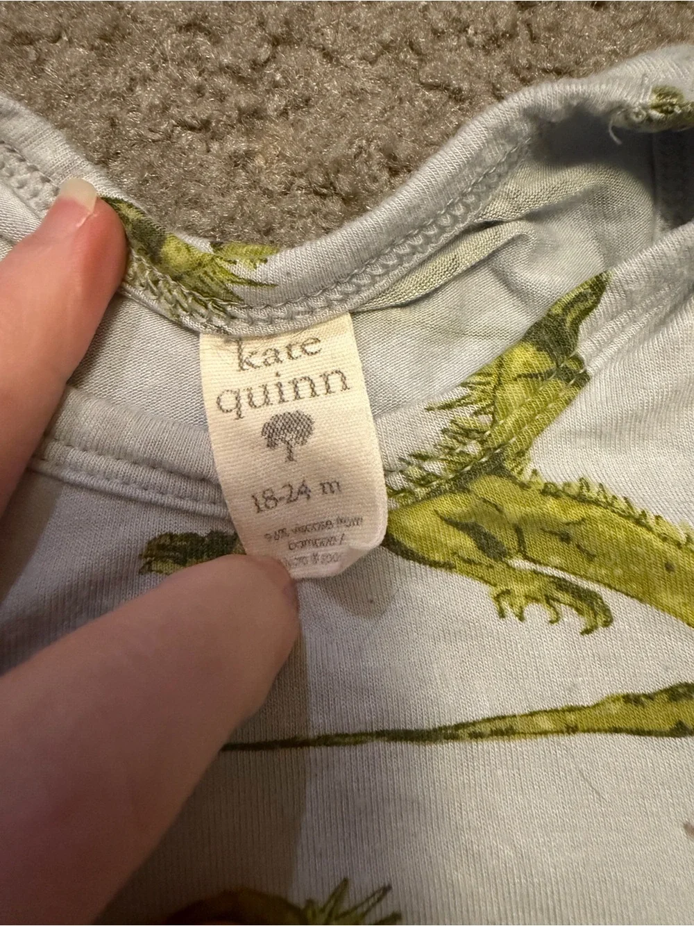 kate quinn White Tank & Shorts Pajama Set with Green Dinosaur Print